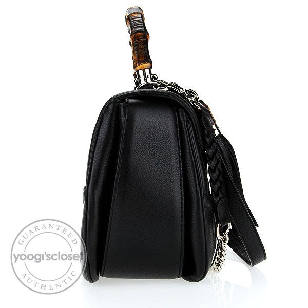 Gucci Black GG Neoprene New Bamboo Handle Medium Flap Bag