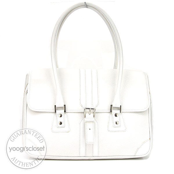 Burberry White Leather April Shoulder Bag