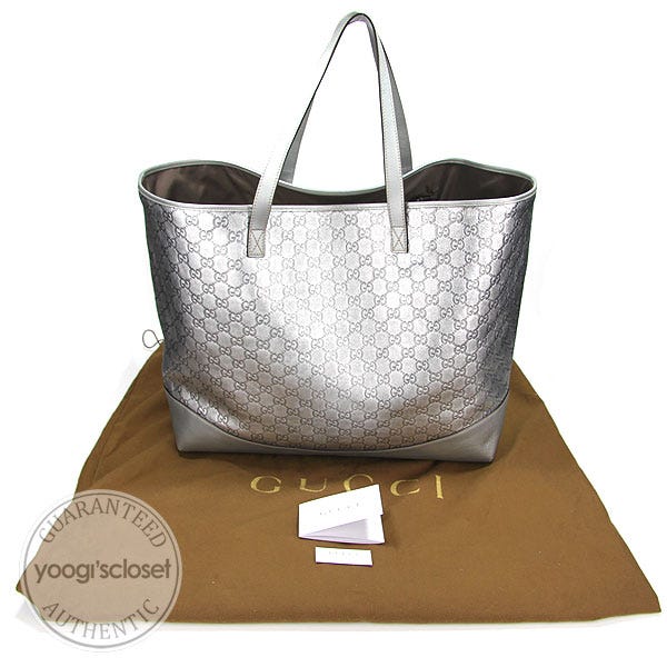 Gucci Metallic Silver Guccissima Extra Large Tote Bag