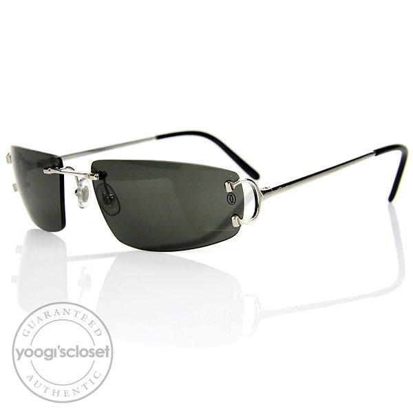 Cartier Black Tinted Lenses Rimless Sunglasses | Yoogi's Closet