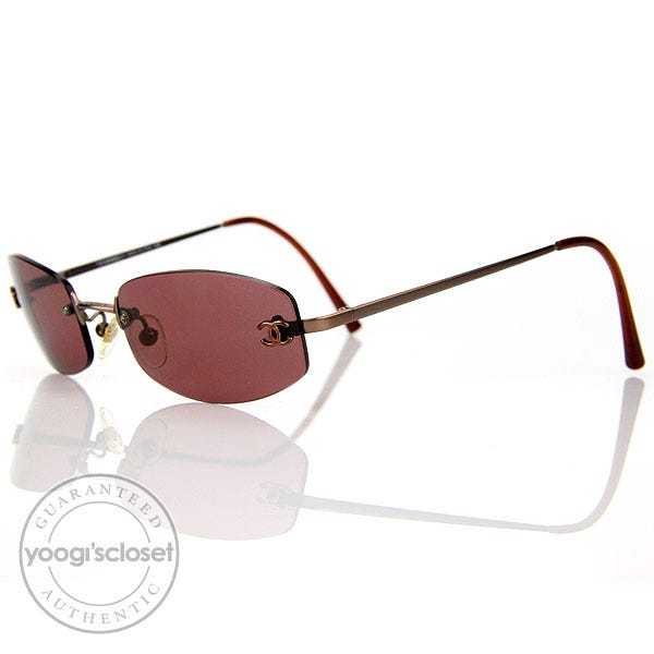 Chanel Brown Tint Rimless Frame Sunglasses