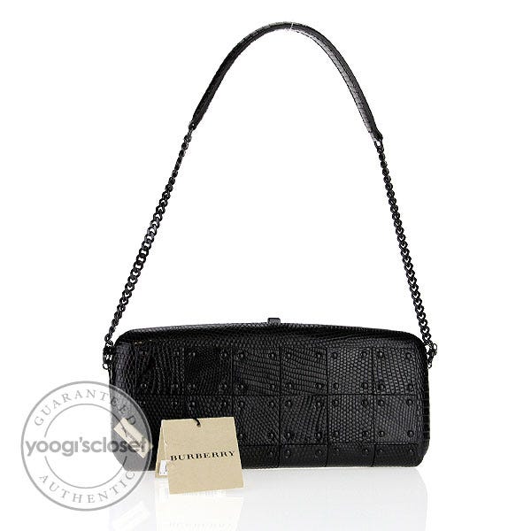 Burberry Prorsum Runway Black Lizard Warrior Check Evening Bag