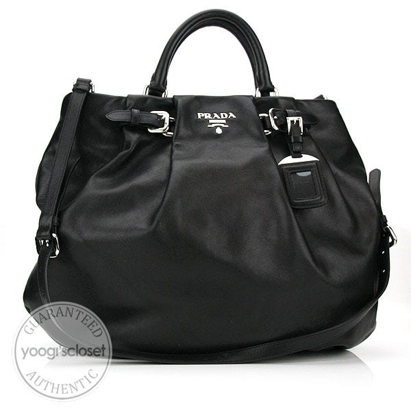 Prada Black Calfskin Leather Sacca Tote Bag BR3795
