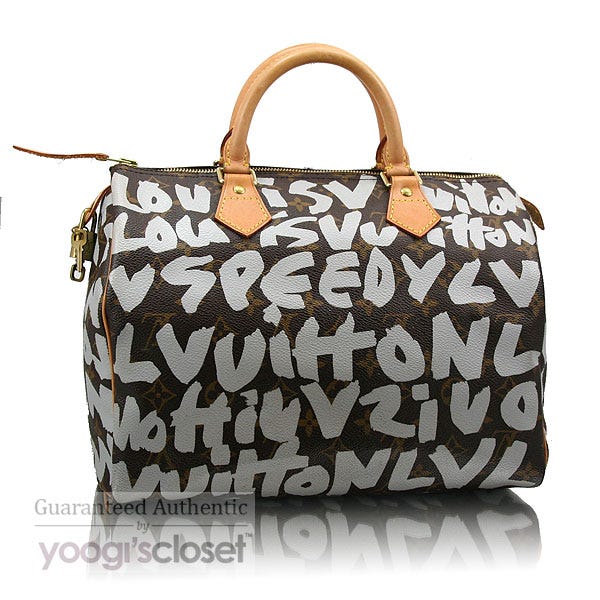 Louis Vuitton Limited Edition Silver Graffiti Stephen Sprouse Speedy 30 Bag  - Yoogi's Closet