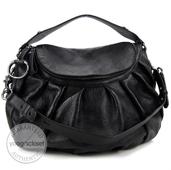 Gucci Black Leather Guccissima Icon Bit Shoulder Bag