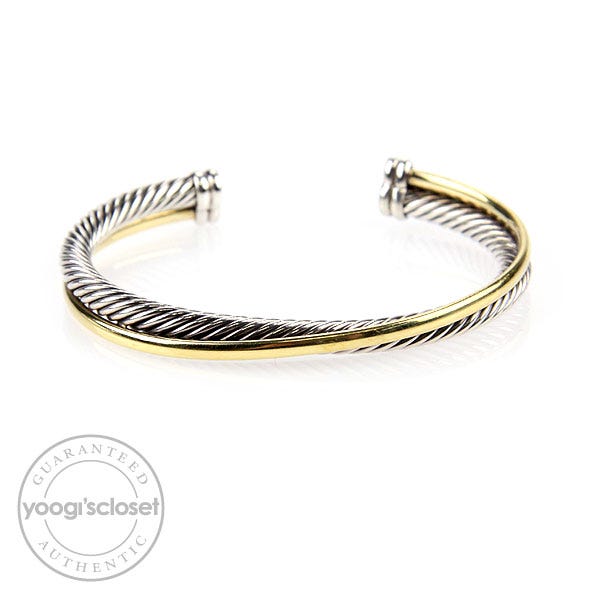 David Yurman 18K Gold and Sterling Silver 5mm Crossover Bracelet
