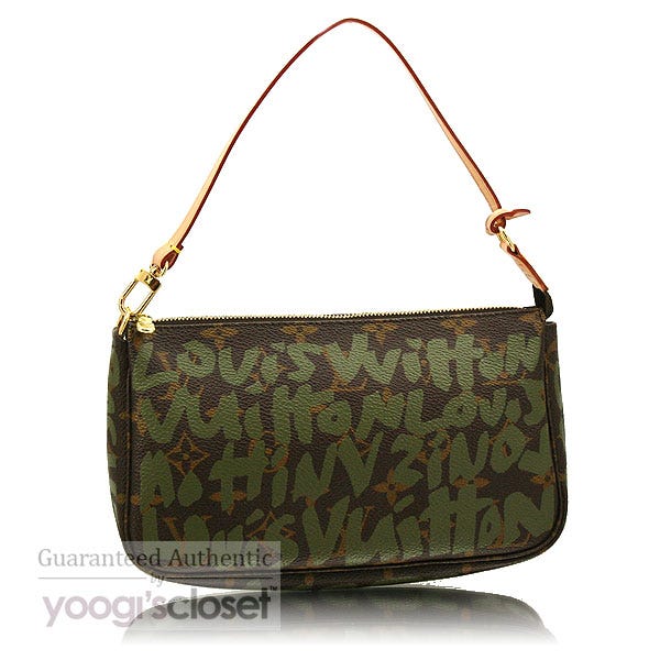 Louis Vuitton Limited Edition Khaki Graffiti Sprouse Accessories Pochette Bag