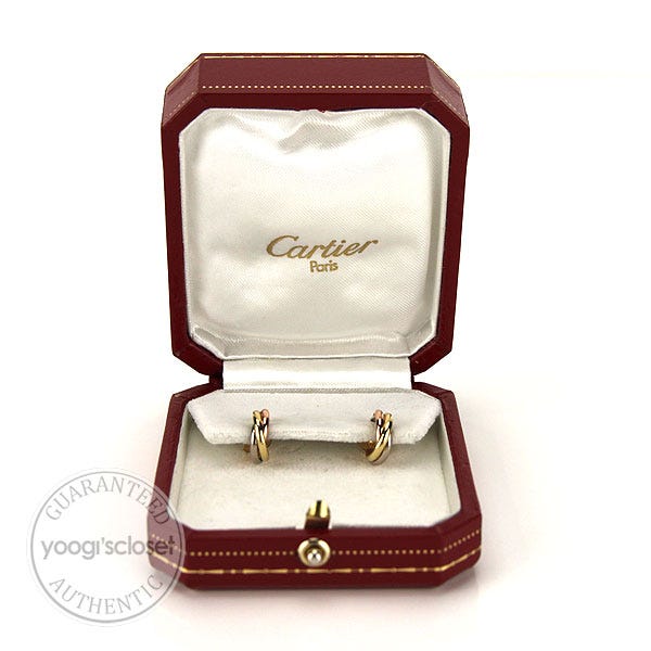 Cartier 18K 3-Gold Trinity Mini Earrings Small | Yoogi's Closet