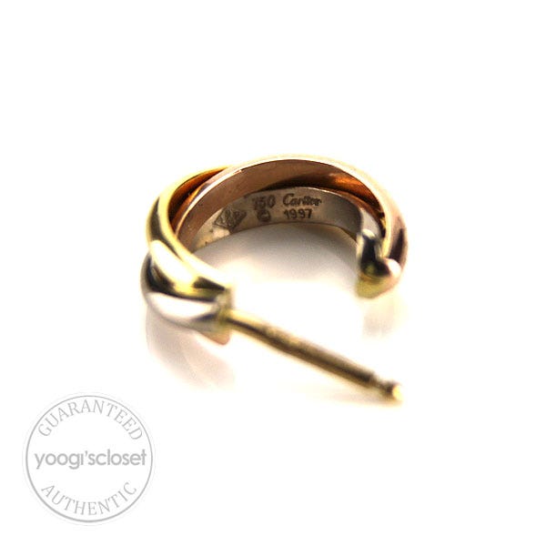 Cartier 18K 3-Gold Trinity Mini Earrings Small | Yoogi's Closet