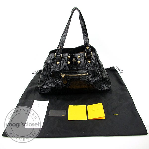 Fendi Black Patent Leather Du Jour Satchel Bag - 8BN205