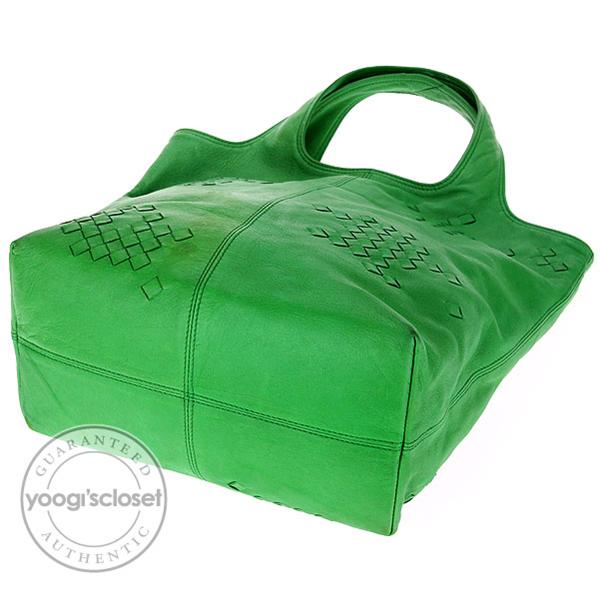 Bottega Veneta Green Leather Regent Tote Bag | Yoogi's Closet Bottega Veneta Green Leather Regent Tote Bag | Yoogi's Closet