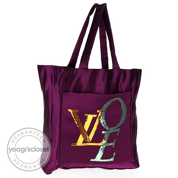 Louis Vuitton Limited Edition Violet Satin That's Love Tote Bag