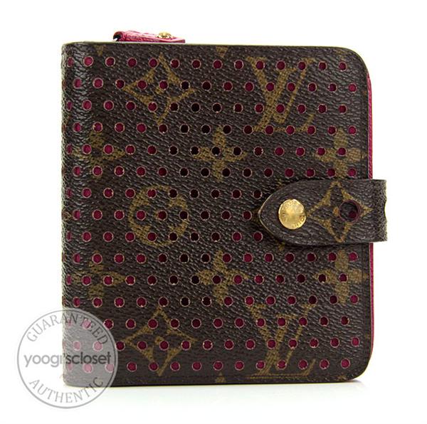 Louis Vuitton Limited Edition Monogram Perforated Fuscia Zipped Compact Wallet