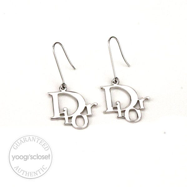Christian Dior Silver Logo Earrings