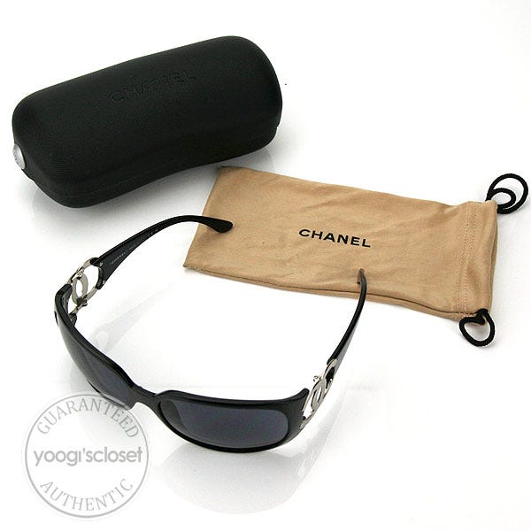 Chanel Black Metal CC Logo Sunglasses 6014 | Yoogi's Closet