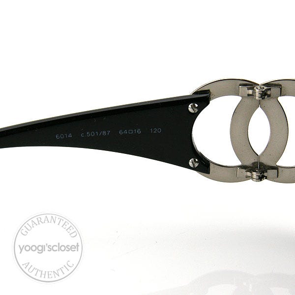 Chanel Black Metal CC Logo Sunglasses 6014 | Yoogi's Closet