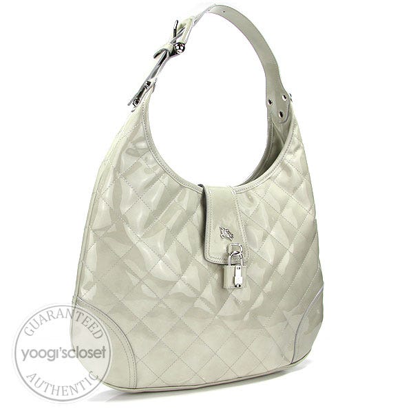 Burberry Stone Quilted Patent Leather Brook Hobo Bag