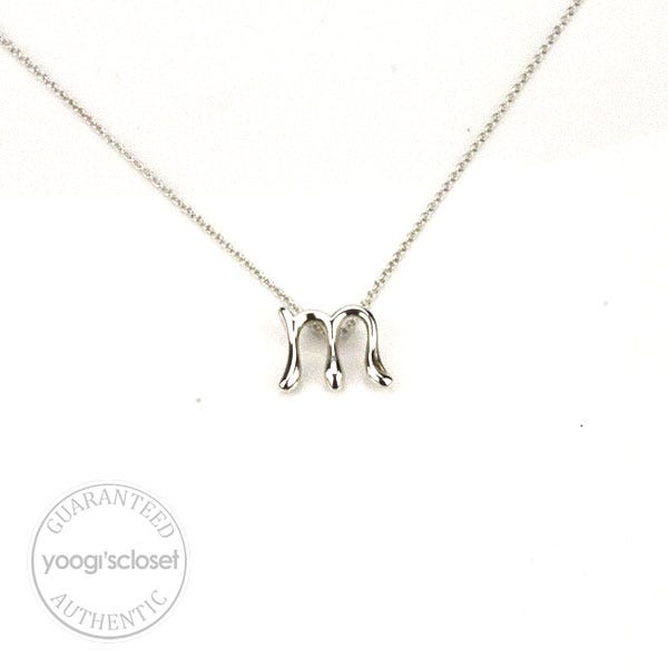 Tiffany & Co. Silver Elsa Peretti Alphabet Necklace 'M'