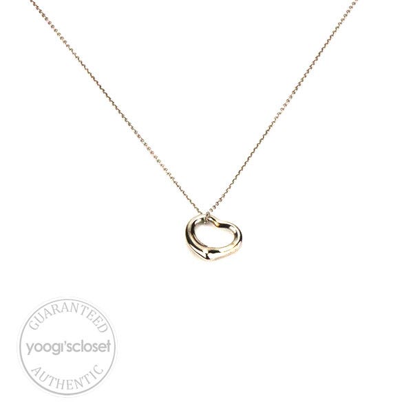 Tiffany & Co. Silver Elsa Peretti Small Open Heart Pendant Necklace