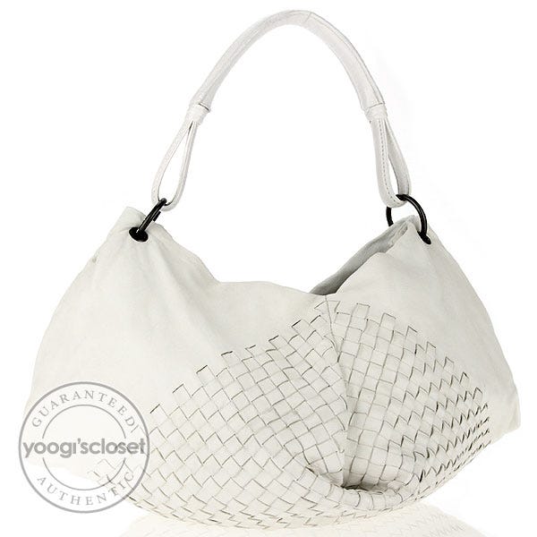 Bottega Veneta Milk Woven Leather Aquilone Fortune Cookie Hobo Bag