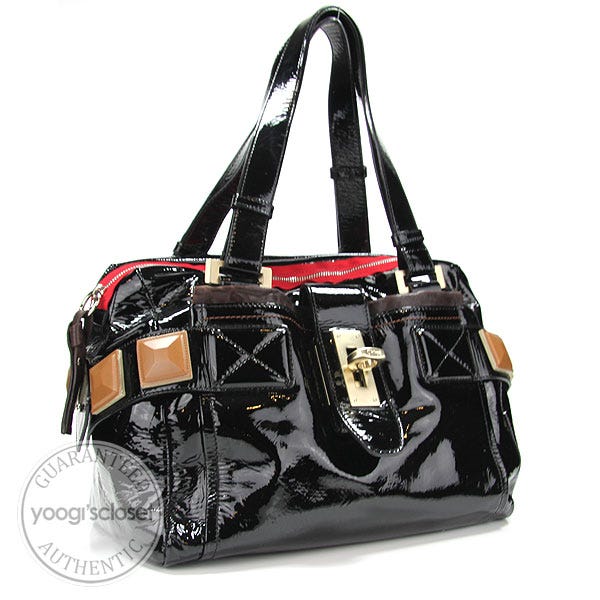 Chloe Black Patent Leather Audra Satchel Bag