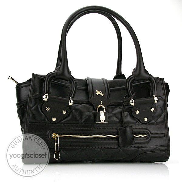 Burberry Dark Chocolate Quilted Leather Large Manor Tote Bag