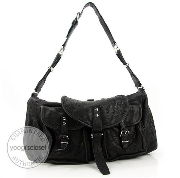 Balenciaga Black Distressed Lambskin Shoulder Bag