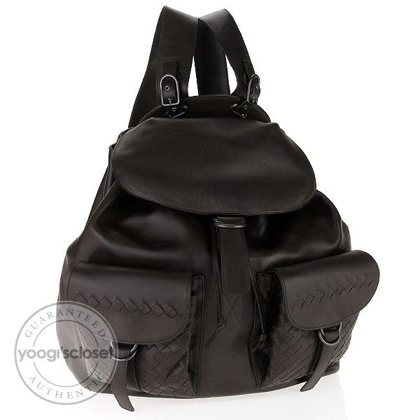Bottega Veneta Dark Brown Leather Woven Backpack Bag
