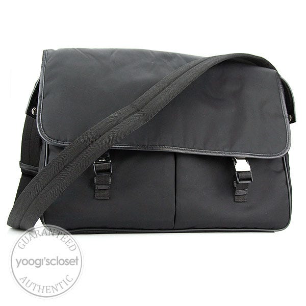 Prada Black Nylon Laptop Messenger Bag V165