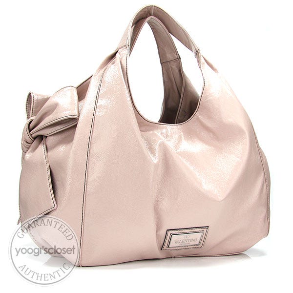 Valentino Garavani Petal Crinkled Coated Canvas Large Nuage Bow Tote Bag