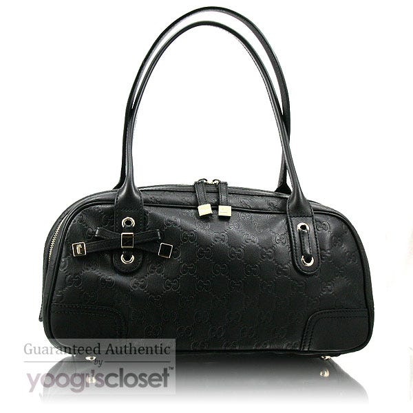 Gucci Black Leather Guccissima Princy Boston Bag