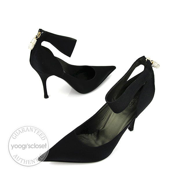 Gucci Black Satin Ankle Strap Heels size 9.5