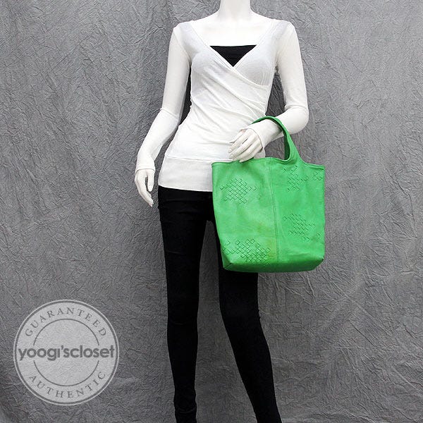 Bottega Veneta Green Leather Regent Tote Bag | Yoogi's Closet Bottega Veneta Green Leather Regent Tote Bag | Yoogi's Closet