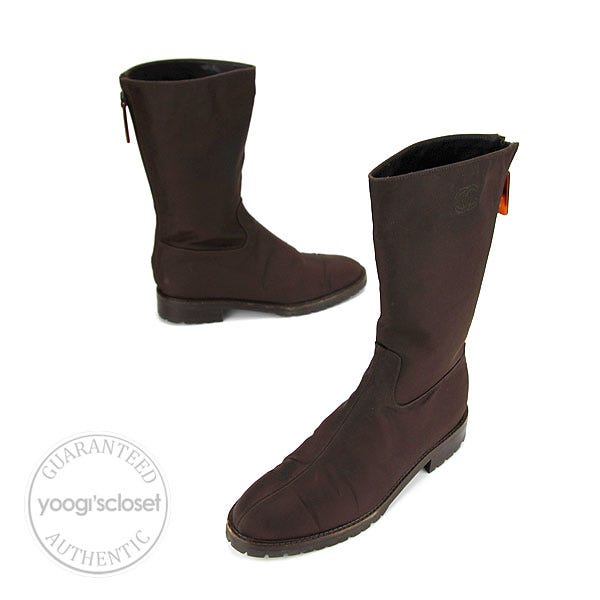 Chanel Brown Nylon Snow Boots size 9.5