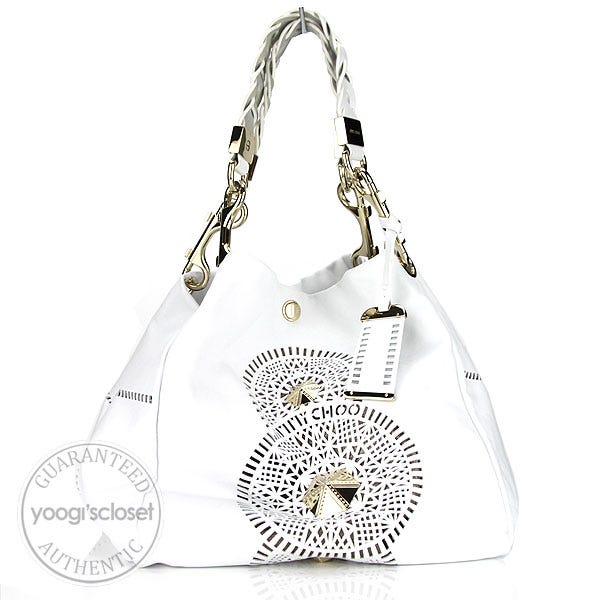 Jimmy Choo White Leather Lola Slouchy Tote Bag | Yoogi's Closet