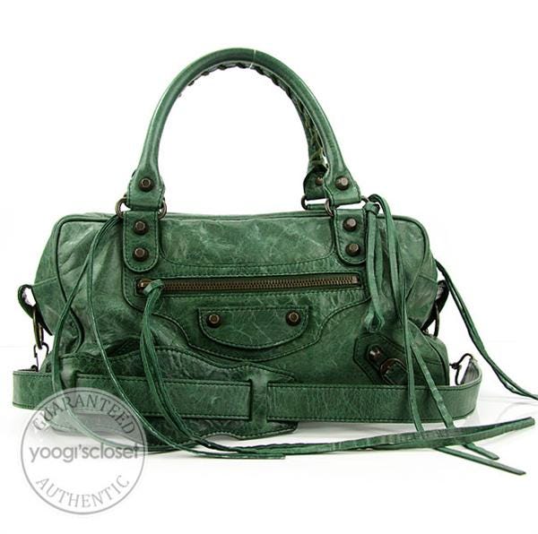 Balenciaga Emerald Green Leather Box Bag
