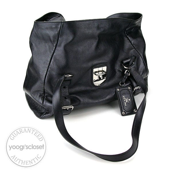 【2024福袋】 Foldover Leather Calfskin Black Prada Shoulder BR3901 Bag バッグ