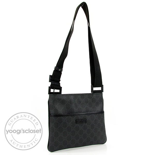 Gucci Charcoal GG Coated Canvas Flat Small Messenger Bag