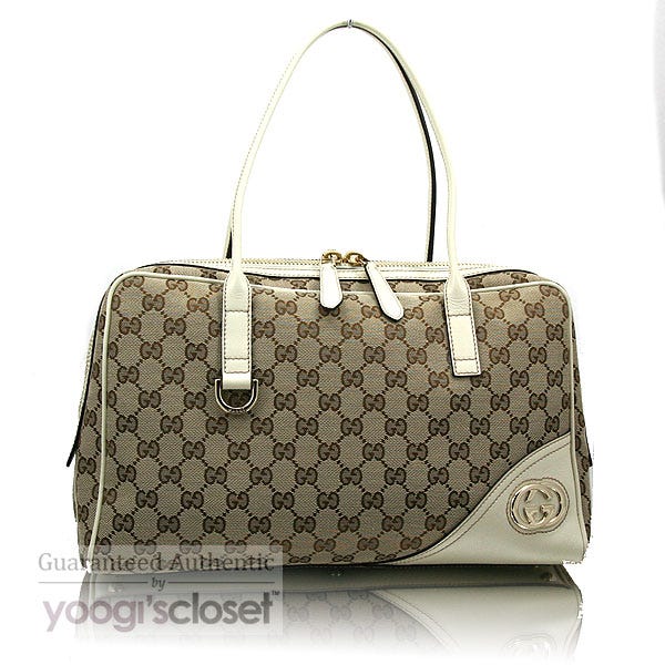 Gucci Beige GG Fabric Britt Boston Bag