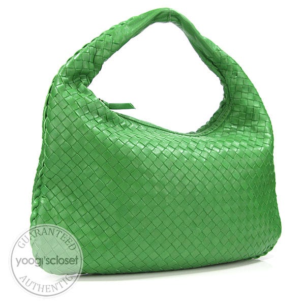 Bottega Veneta Green Medium Veneta Woven Hobo Bag