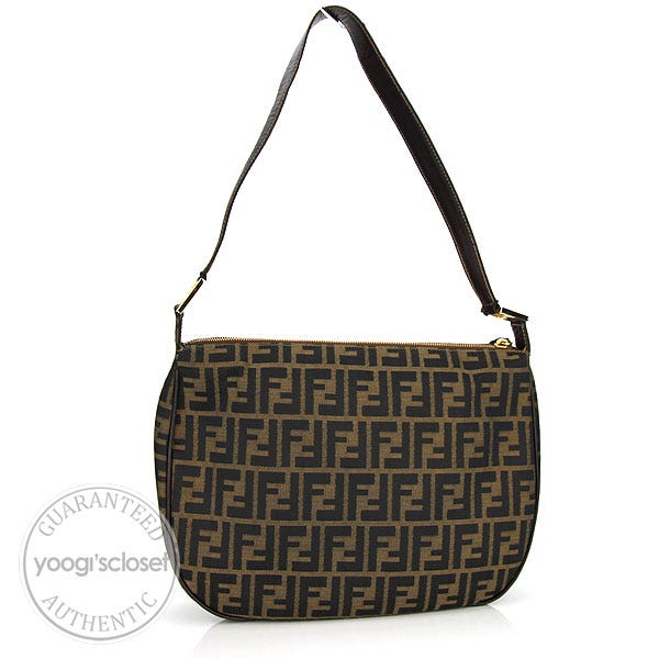 Fendi Tobacco Zucca Canvas Hobo Shoulder Bag