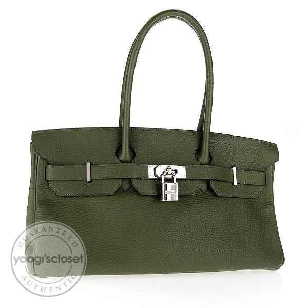 Hermes 42cm Olive Green Clemence Leather Palladium Plated JPG Birkin Bag -  Yoogi's Closet