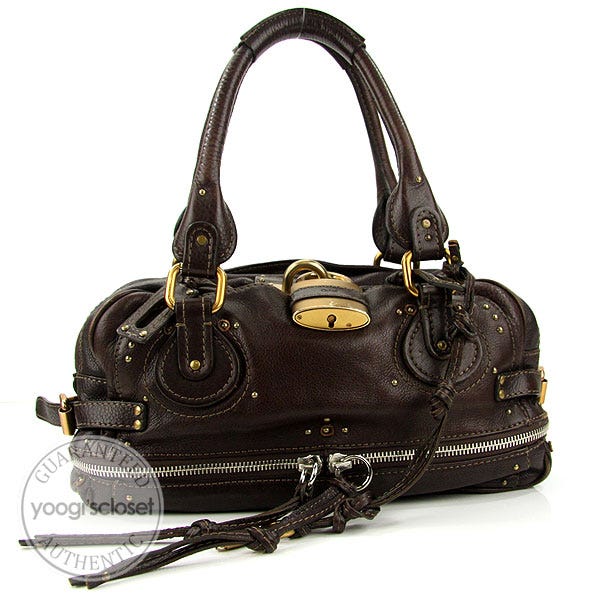 Chole Dark Brown Leather East West Paddington Zippy Satchel Bag