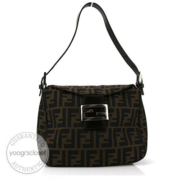 Fendi Tobacco Zucca Canvas Small Foldover Shoulder Bag