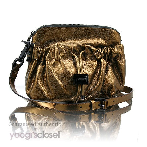 Burberry Copper Leather Small Farrar Drawstring Bag