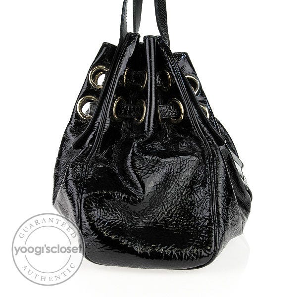 Jimmy Choo Black Patent Leather Riki Bag | Yoogi's Closet
