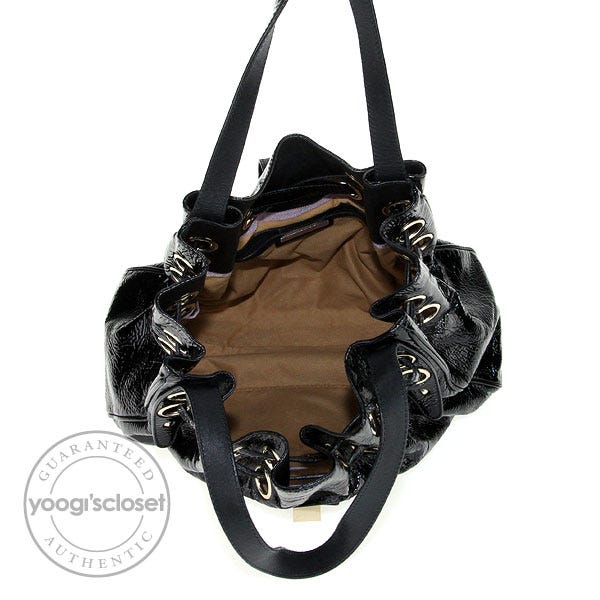 Jimmy Choo Black Patent Leather Riki Bag | Yoogi's Closet