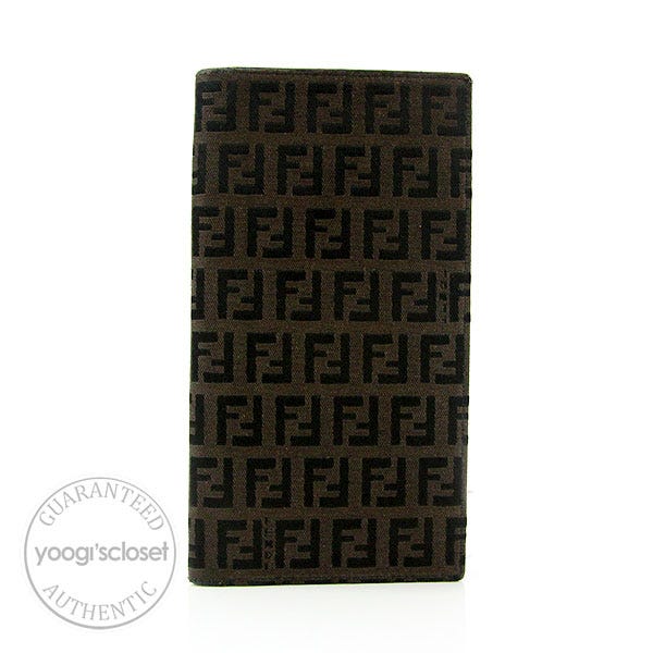 Fendi Black Zucchino Canvas Long Checkbook Wallet