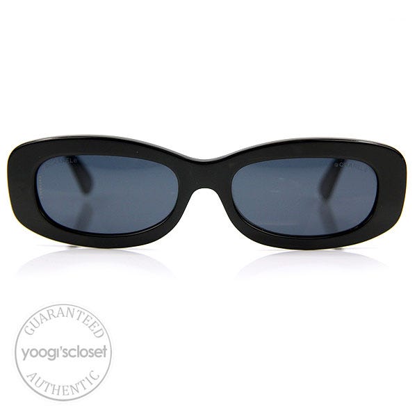 Chanel Black Frame Camellia and CC Logo Sunglasses 5054 - Yoogi's