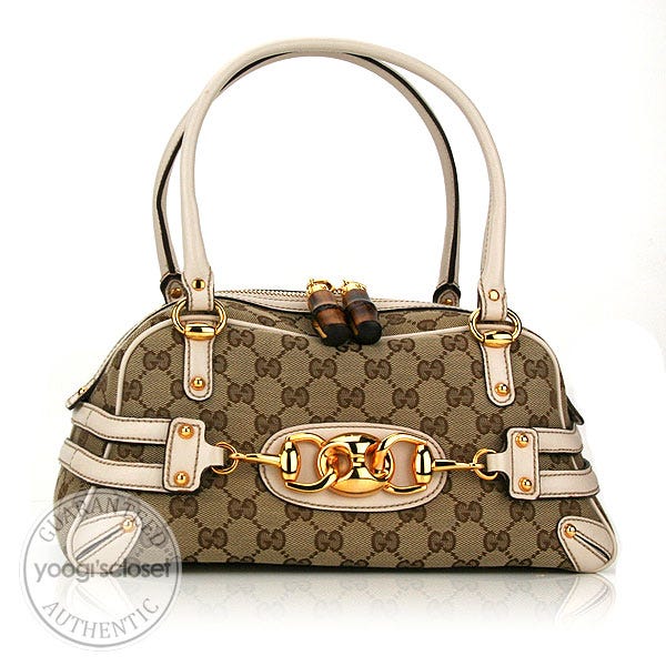 Gucci Beige/Ebony GG Fabric Wave Boston Bag